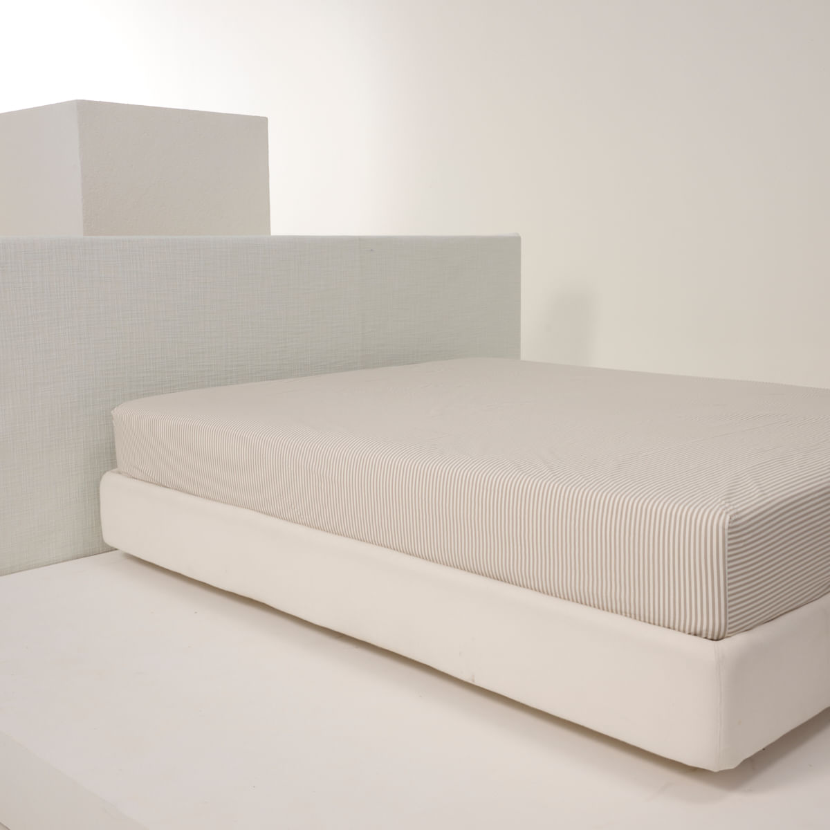 01 32 0159 Lencol de Baixo Avulso Mix And Match Listras Caqui Branco  005